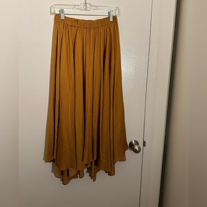 Gold Anthropologie Asymmetrical Skirt